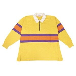 $995 NWOT Palm Angels Color Block Yellow Striped Rugby Polo Shirt L w/COA
